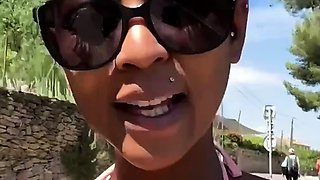 Amateur with Glasses Outdoor Blowjob Facial