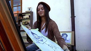 Czech teen sucks cock and gets drilled doggystyle outdoors