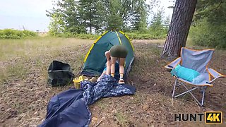 Hunt4k. wild man found red haired bitch in the forest and banged her roughly