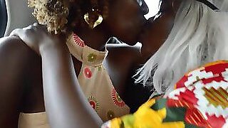 Amateur African lesbian Veelove preparing her ebony GF for a  huge dildo