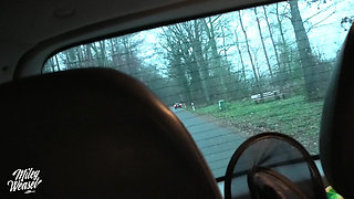 Blonde Amateur Miley Weasel Risky Public Fuck in a Car