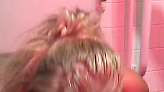 Stunning Blonde Gets to Ride Two Fit Hunks in the Restrooms