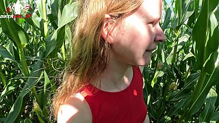 Cheap Teen Slut Gets Fuck and Facial in Cornfield