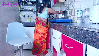 Indian Maid Squirting in Kitchen Closeup Shaved Pussy and Moans Loudly