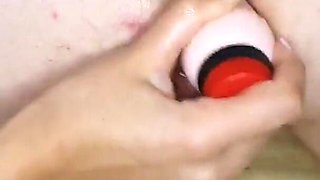 FEMDOM SESSION inserting a BIG DILDO DEEP in slave's fat ASS, pegging, shaking orgasm, huge cumshot