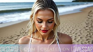Hot Blonde Gets Wild On The Beach - Rough Sex & Creampie