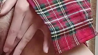 Skinny Schoolgirl in School Uniform Masturbates After School