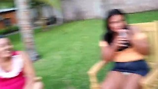 Sexy Latina babe flashing panties in upskirt tease