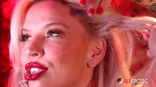 Kitt Jones gets so horny in her bunker she uses a powerful machine on her pussy! - AltErotic