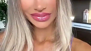 Beautiful Monika Fox Poses in a Luxurious Blue Dress & Teases Pussy