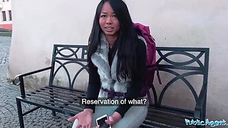 Thai teen gets her sweet twat broke by a public agent on cam
