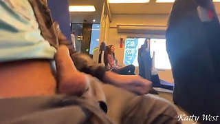 Teen Katty West Sucks Stranger's Dick on Train - Public Blowjob