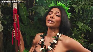Petite ebony trans spreads ass for lover