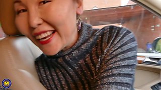 Grandma And A Lesbian Mom Lick Eachother In A Car And In The Bathroom - MatureNl