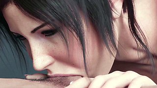 3D Animation High quality blowjob and creampie from Lara