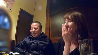 Young asian masseuse wanking an old guy