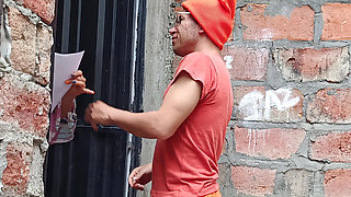 Amateur - I'll take the delivery guy's big cock all the way in! - Anal sex hurts!