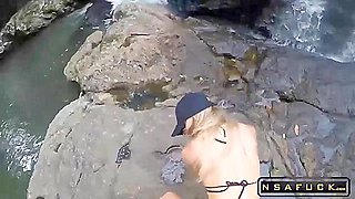 Flashing In Public Waterfall Leads To Pussy Fuck
