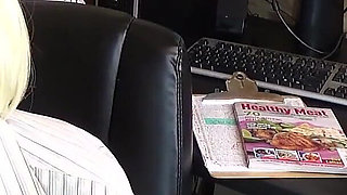 Secretary Giving Kinky Manager Hard Big Dick Point of View Blowjob and Missionary Fucking at Work Desk, Big Tits Sheisnovember