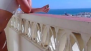 Fucked and Cumed in Her Pussy on the Balcony While Fit MILF Smokes