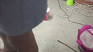 Hot black domestic girl suck white boss cock , stand naked next to boss wife and handjoh bosses cock