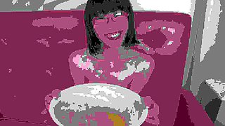 Close up with japanese maid tongue kissing