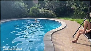 Angel Wicky And Wicky Angel In Fucking My Stepson, Anal By Pool
