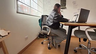 My lesbian colleague licks my pussy during a work day