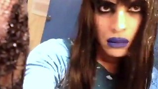 Emo Crossdresser Rides Dildo
