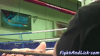 Lesbian beauties grappling bare