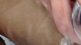 Asmodia's Shower Dildo Orgasm! Enjoy How This Sexy Brunette Babe Masturbates to Orgasm in the Shower with a Transparent Dildo.