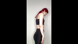 Curvy Tatted-up Ginger in Tight Leggings Seduces