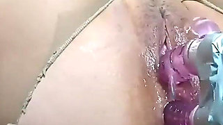 Horny Slut, Tied up, Gagged, Double Penetraded and Pleasured to Squirt Multiple Times