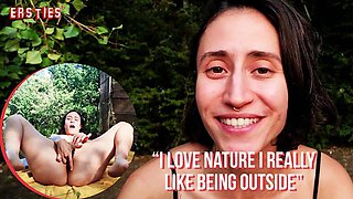 Brazilian biologist plays with outdoor finds on her hairy pussy