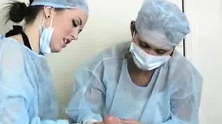 Nurses jerk and suck off Johhny to get a semen sample,
