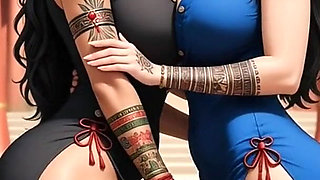 Beautiful Women in Chinese Dress Sexy Pose (ai Animation)