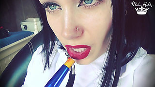 Smoke from dark red big lips