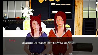 Naughty gameplay with petite and busty redhead in an adult visual novel