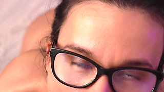 I Wear Glasses so His Cum Doesn't Get in My Eyes... I Love Sucking on That Big Cock.