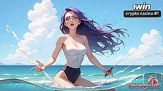 Red-hot ocean wave romp on the beach with purple haired passion! Amazing xxx, muddy hardcore, and naked