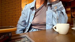 MrsMrsJones Flashes Big Tits and Nipples in Sheer Blouse Publicly