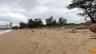 Babe Can I Cum on Your Tits? - Cock Flashing on the Beach