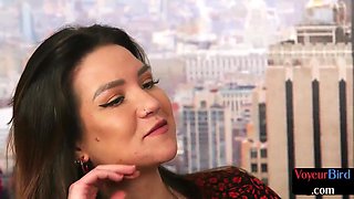 Voyeuristic brit bird teases and watch as guy jerks off