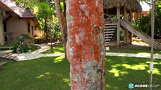 Codi Vore's tits and hairy pussy show in the Dominican