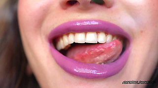 Wet Violet Glossy Kiss Close up