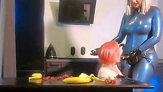 Romantic Sexual BDSM Morning of 2 Lesbian Girls in Latex Rubber