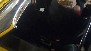 Behind the scenes vintage car