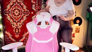 Pale and chubby brunette MILF sucks and tit fucks a big cock