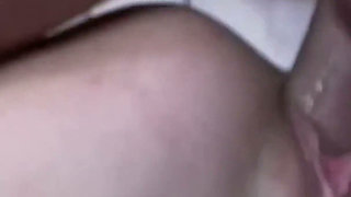 Tanned Platinum Blonde in a Blue Sundress Gets Fucked Hard on the White Sofa