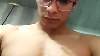 Sexy Latin Fills His Big Cock With Milk!